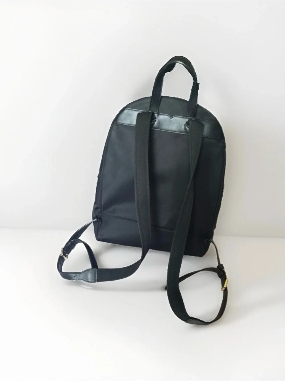 kate spade nylon black backpack with gold logo